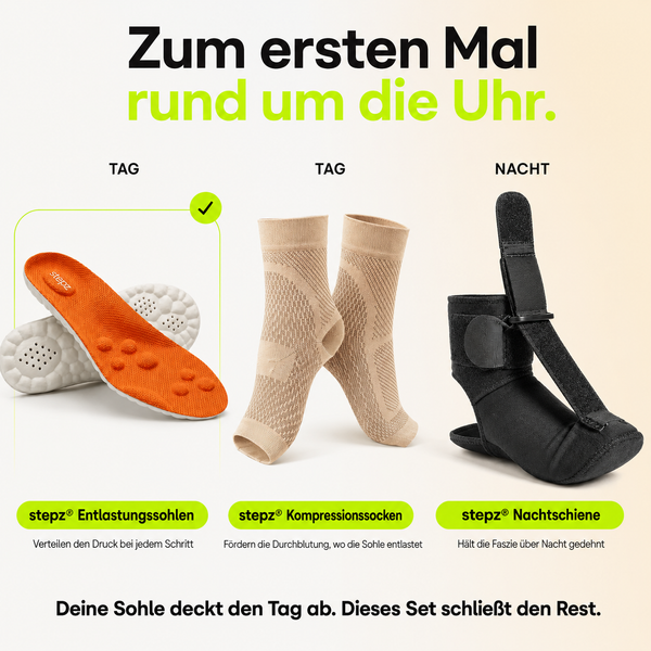Kompressionssocken + Nachtschiene bei Plantarfasziitis