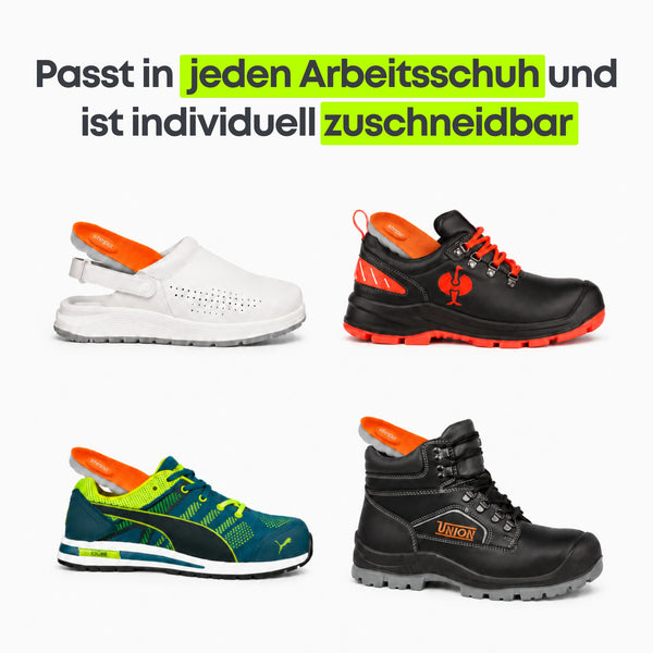 Entlastungssohlen für den Arbeitsschuh – bei Fersenschmerzen & Plantarfasziitis
